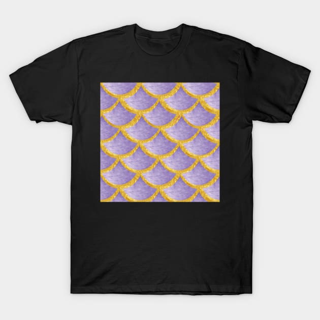 Mermaid Pattern Gold violet T-Shirt by ArtInPi